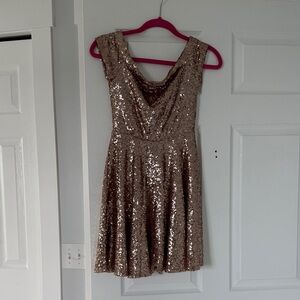 Lulu's Glittering Sequin Dress - Bronze/Gold